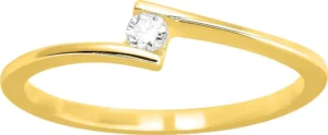 Bague empierrée taille 54 solit diamant 0.06ct gh-p1 or 750/1000 jaune
