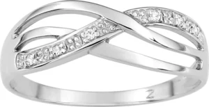 Bague empierrée taille 56 oxyde de zirconium or 375/1000 blanc Gris