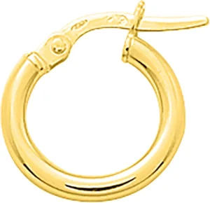 Boucles d'oreilles créoles lisses or 375 jaune fil 2mm dia 10mm Or 375/1000