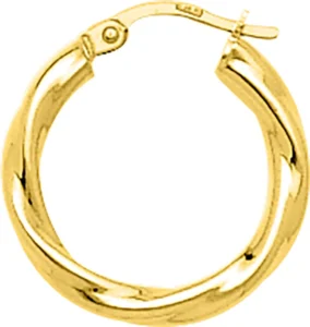 Boucles d'oreilles créoles torchon or 375 jaune dia 15mm fil 3mm Or 375/1000