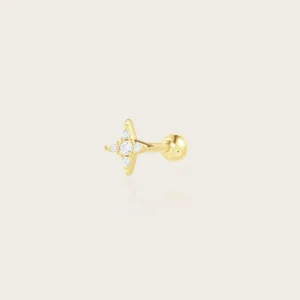 Boucles d'oreilles piercing cartilage 375/1000 oxyde de zirconium eclat Jaune