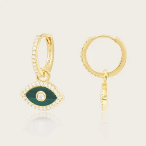 Boucles d'oreilles puces 375/1000 oxyde de zirconium malachite j'ose Jaune