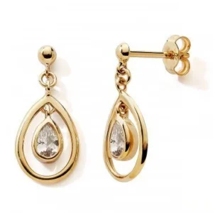 Boucles d'oreilles puces 375 or jaune double gouttes oxydes Or 375/1000