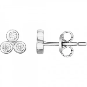 Boucles d'oreilles puces argent. 6 oxydes de zirconium gris rhodié