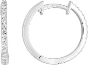 Boucles d'oreilles puces Bo.créo oxyde de zirconium or 375/1000 blanc Gris rhodié
