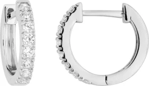 Boucles d'oreilles puces Bo.créo oxyde de zirconium or 375/1000 blanc Gris rhodié