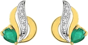 Boucles d'oreilles puces Bo. émeraude or 750 bicolore Or 750/1000 Bicolore