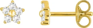 Boucles d'oreilles puces Bo..enfant oxyde de zirconium or 375/1000 jaune