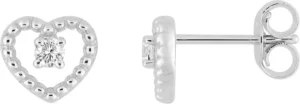 Boucles d'oreilles puces Bo. oxyde de zirconium or 375/1000 blanc Gris rhodié