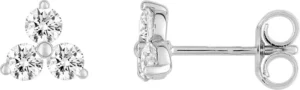 Boucles d'oreilles puces Bo. oxyde de zirconium or 375/1000 blanc Gris rhodié