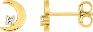 Boucles d'oreilles puces Bo. oxyde de zirconium or 375/1000 jaune