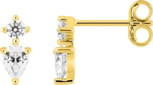 Boucles d'oreilles puces Bo. oxyde de zirconium or 375/1000 jaune