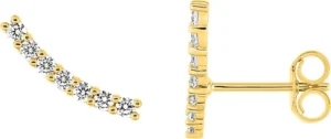 Boucles d'oreilles puces Bo. oxyde de zirconium or 375/1000 jaune