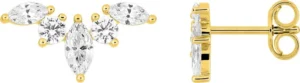Boucles d'oreilles puces Bo. oxyde de zirconium or 375/1000 jaune