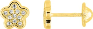 Boucles d'oreilles puces Bo. oxyde de zirconium or 375/1000 jaune
