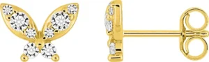 Boucles d'oreilles puces Bo. oxyde de zirconium or 375/1000 jaune