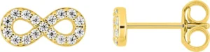 Boucles d'oreilles puces Bo. oxyde de zirconium or 375/1000 jaune