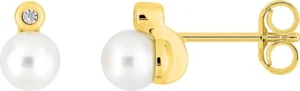 Boucles d'oreilles puces Bo. pe.cult.dou oxyde de zirconium or 375/1000 jaune