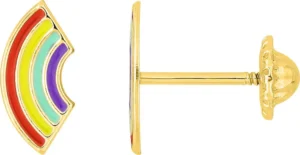 Boucles d'oreilles puces Bo.+vis laque or 375/1000 jaune