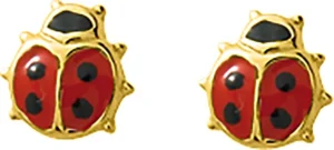 Boucles d'oreilles puces Bo.+vis poussette.belge laque or 375/1000 jaune