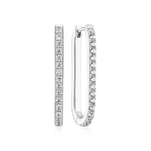 Boucles d'oreilles puces capizzi medio argent sterling 925 white zirconia gris rhodié