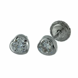 Boucles d'oreilles puces coeur oxyde de zirconium or blanc / vis grand modele Or 750/1000 Gris rhodié
