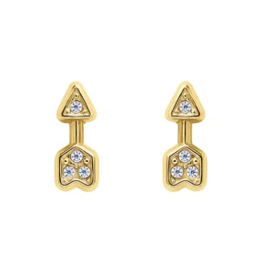 Boucles d'oreilles puces Or 750/1000 fleches oxyde de zirconium Jaune