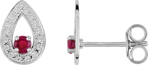 Boucles d'oreilles puces rubis gris or 750 Or 750/1000 Gris rhodié
