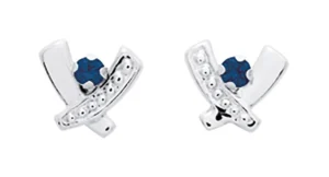 Boucles d'oreilles puces saphir or 750 blanc Or 750/1000 Gris rhodié