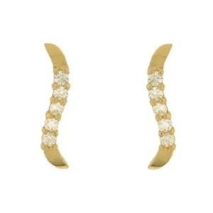 Boucles d'oreilles puces Virgule or j sertie oxyde de zirconium Or 375/1000 Jaune