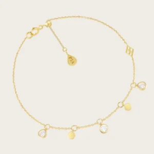 Bracelet avec pierre 375/1000 oxyde de zirconium eclat 18cm Jaune