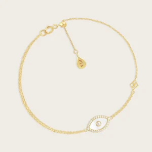 Bracelet avec pierre or 375/1000 oxyde de zirconium nacre j'ose 18cm Jaune