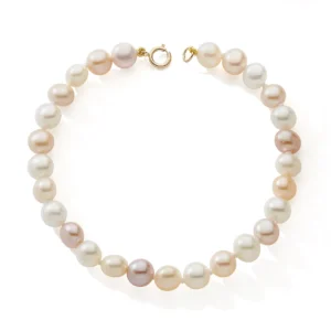 Bracelet avec pierre pc 5/5.5 multicolores or 375/1000 19 cm Jaune