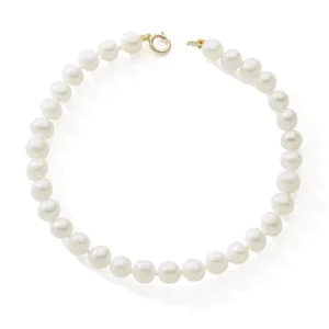 Bracelet avec pierre pculture 5/5.5 -19cm or 375/1000 Jaune