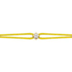 Bracelet lovelab cubix argent 925, diamant synthétique 0.05ct, doré, cordon jaune