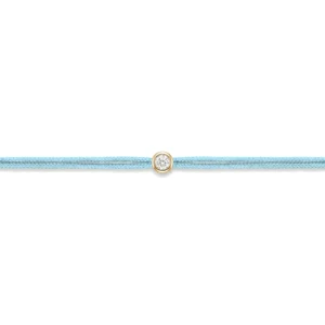Bracelet lovelab cuty argent 925 rond, diamant synthétique 0.05ct, doré, cordon bleu clair jaune