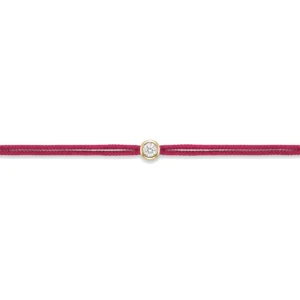 Bracelet lovelab cuty argent 925 rond, diamant synthétique 0.05ct, doré, cordon bordeaux jaune