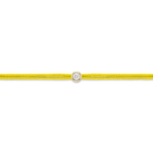 Bracelet lovelab cuty argent 925 rond, diamant synthétique 0.05ct, doré, cordon jaune