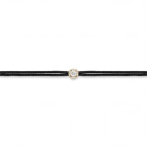 Bracelet lovelab cuty argent 925 rond, diamant synthétique 0.05ct, doré, cordon noir jaune