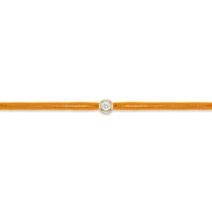 Bracelet lovelab cuty argent 925 rond, diamant synthétique 0.05ct, doré, cordon orange jaune