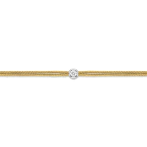 Bracelet lovelab cuty argent 925 rond, diamant synthétique 0.05ct, rhodié, cordon doré gris rhodié