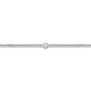 Bracelet lovelab cuty argent 925 rond, diamant synthétique 0.05ct, rhodié, cordon gris argenté gris rhodié