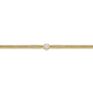 Bracelet lovelab cuty argent 925 rond, diamant synthétique 0.10ct, doré, cordon doré jaune