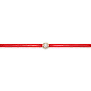 Bracelet lovelab cuty argent 925 rond, diamant synthétique 0.10ct, doré, cordon rouge jaune