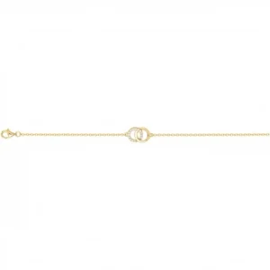 Bracelet plaque or et 14 oxydes de zirconium 16 et 3cm jaune