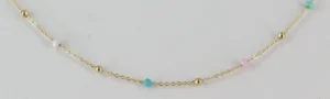 Collier avec pendentif 750 or jaune tt or boules colorees 42+3cmcm Or 750/1000