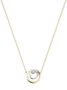Collier avec pendentif Or 750/1000 collier bicolore double cercle or jaune diamants 0.01ct Bicolore