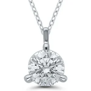 Collier avec pierre 3 griffes g/h si 0,20ct or gris Or 750/1000 Gris rhodié