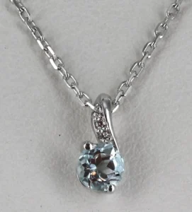 Collier avec pierre 375 or gris topaze oxyde de zirconium 42+6cm Or 375/1000 Gris rhodié