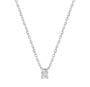 Collier avec pierre diamant 0.07ct gh-p1 or 750/1000 blanc Gris rhodié